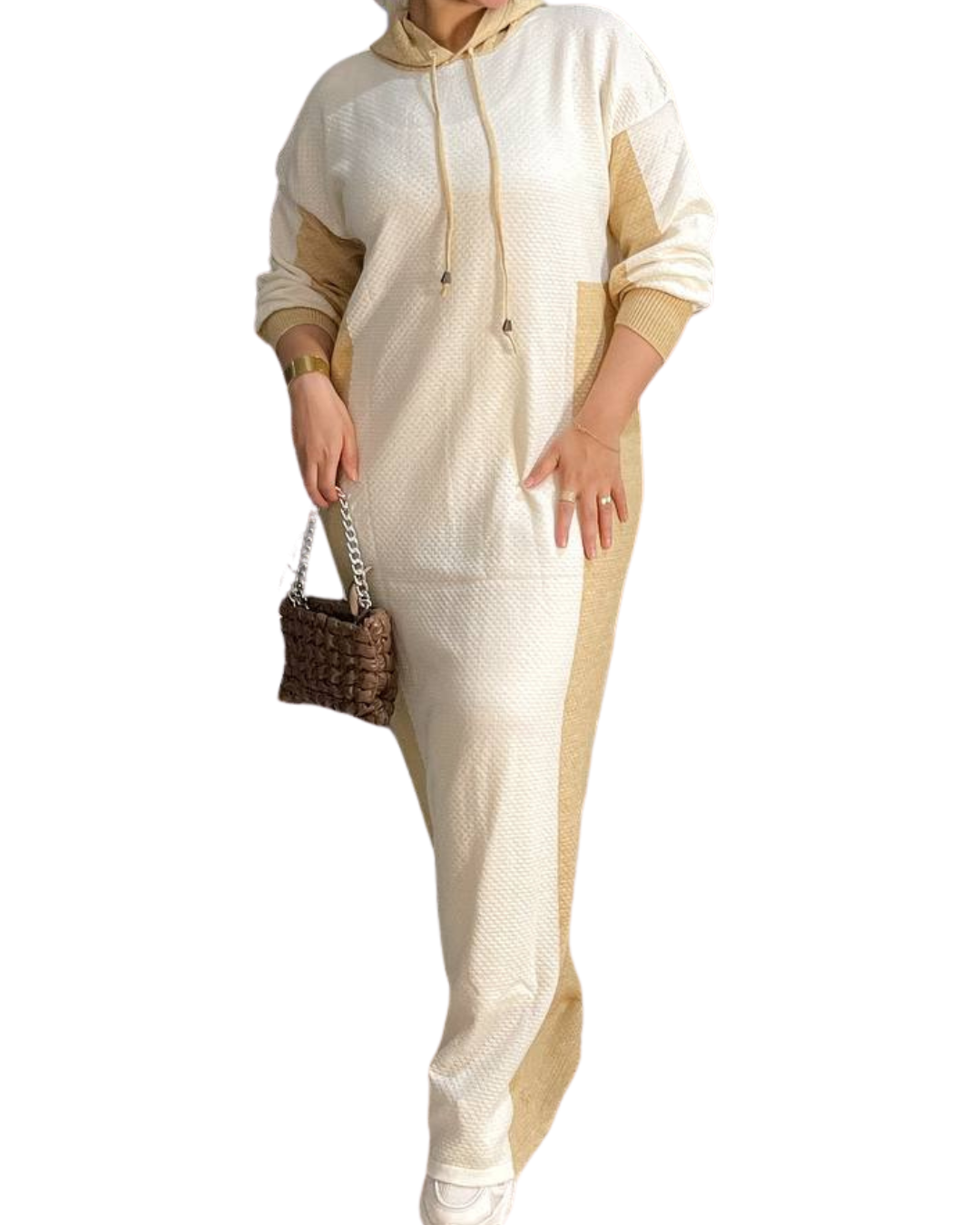 Two-Tone Hooded Winter Dress