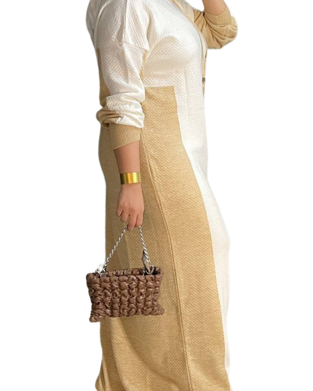 Two-Tone Hooded Winter Dress