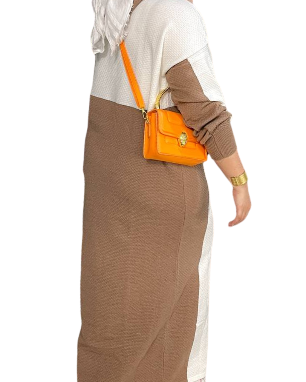 Two-Tone Hooded Winter Dress