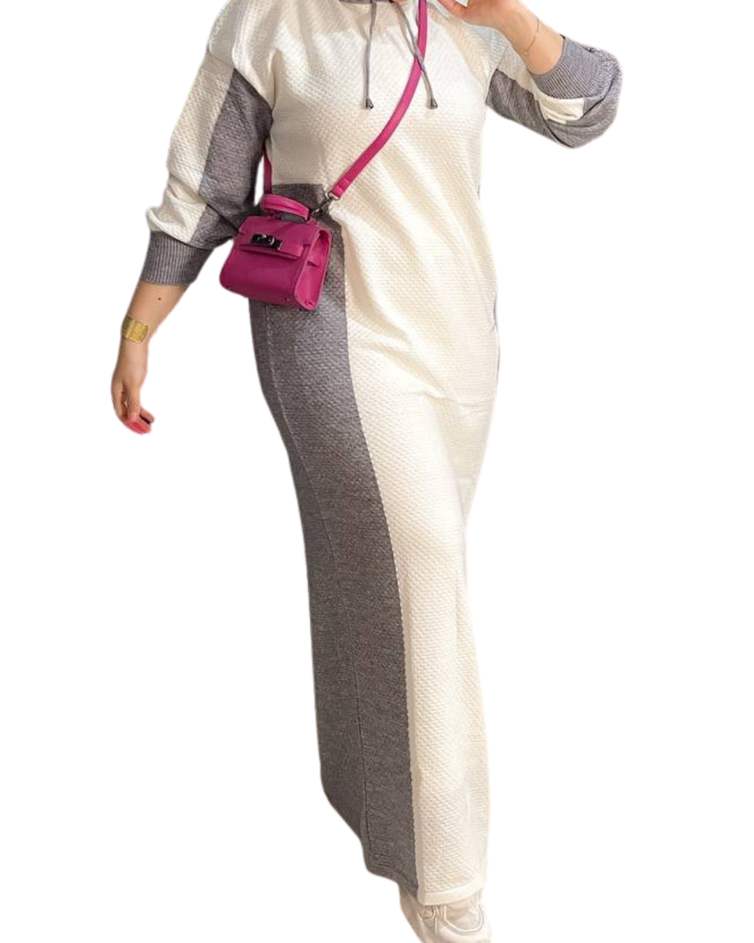 Two-Tone Hooded Winter Dress