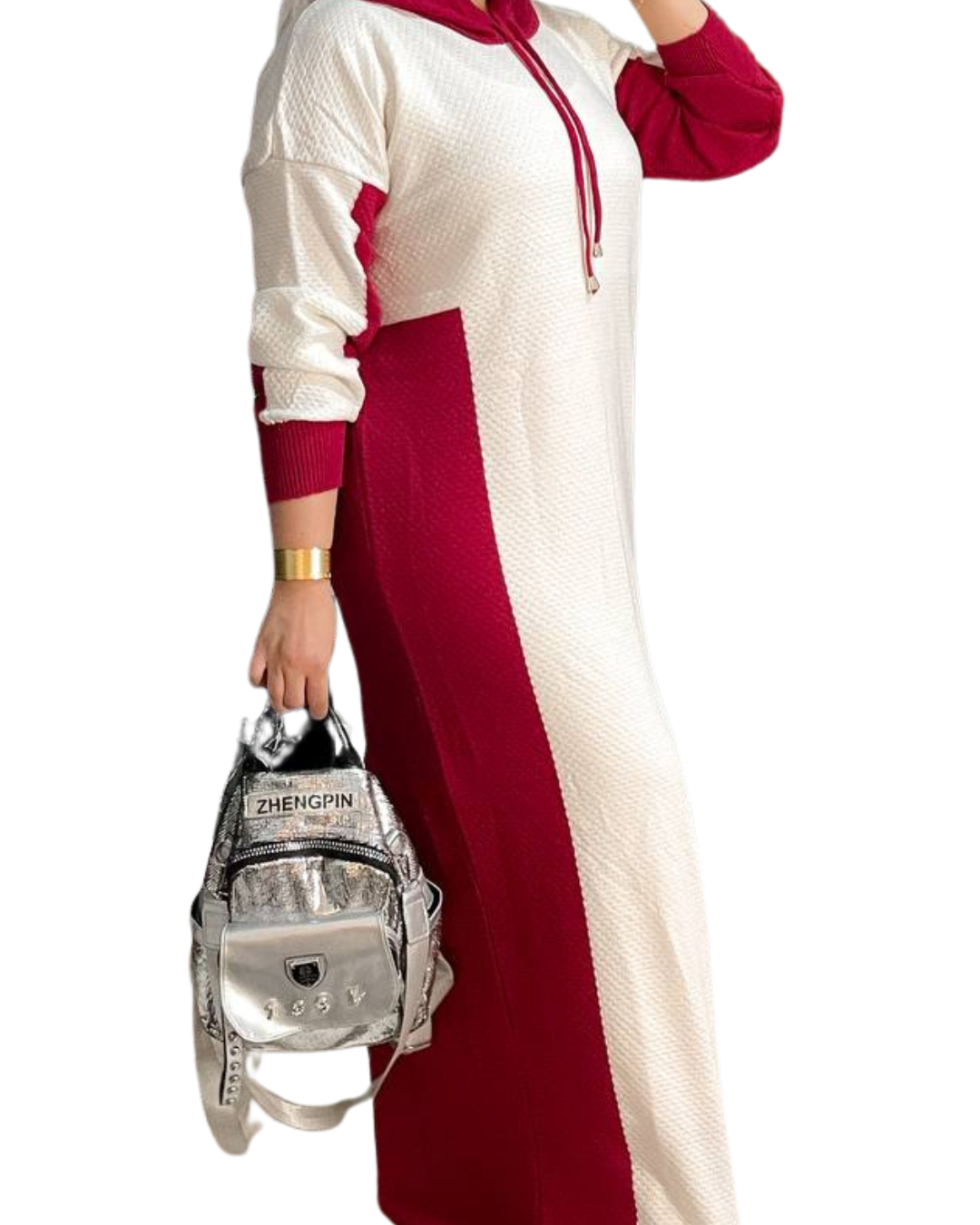 Two-Tone Hooded Winter Dress