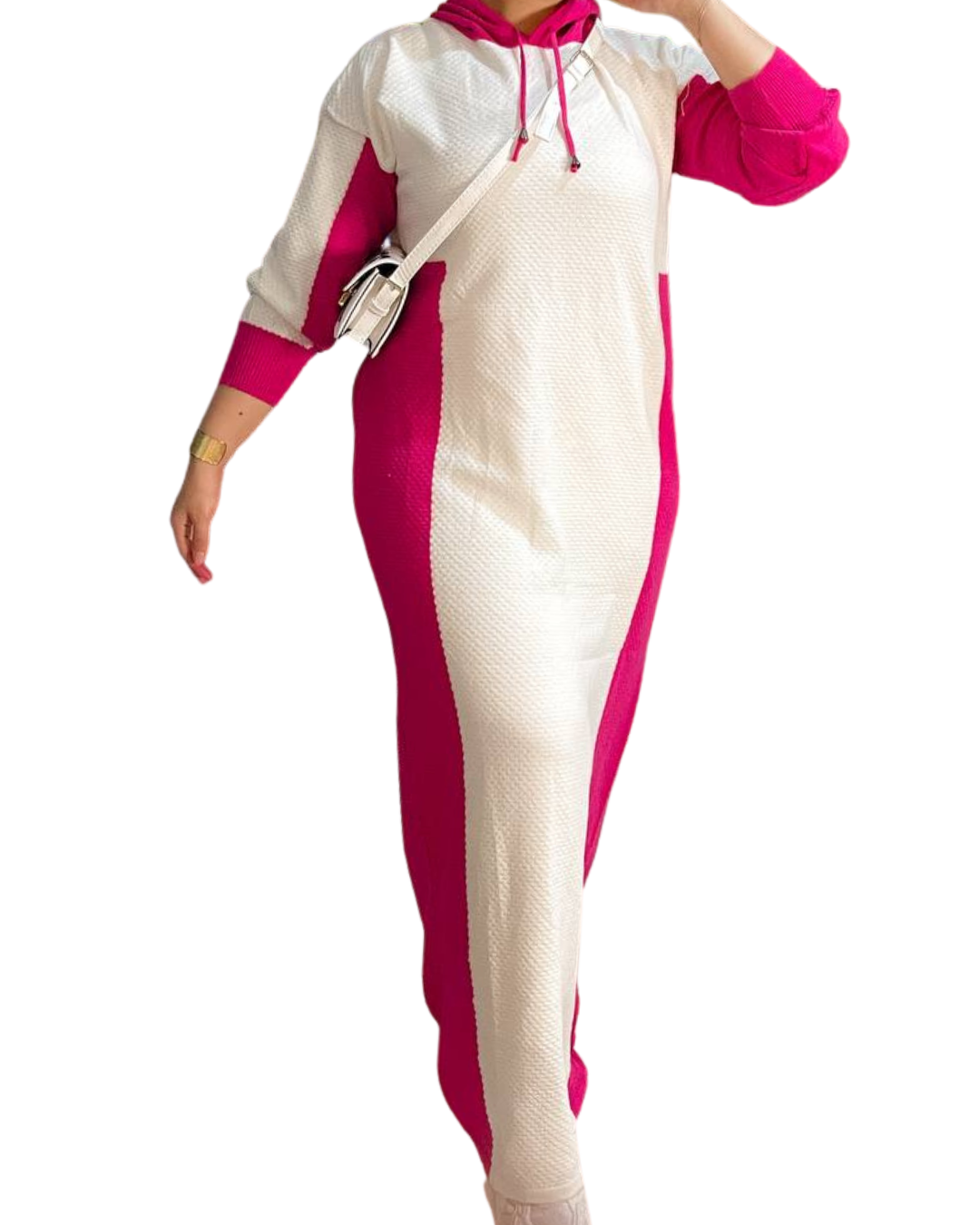 Two-Tone Hooded Winter Dress