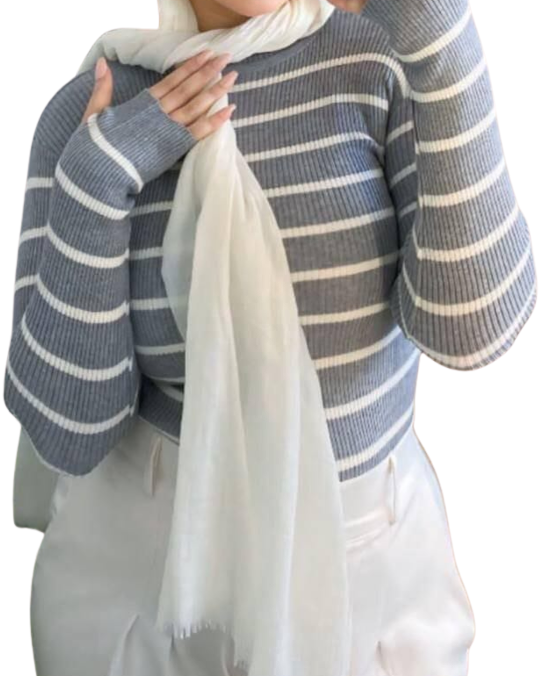 Striped Mohair High Neck Sweater