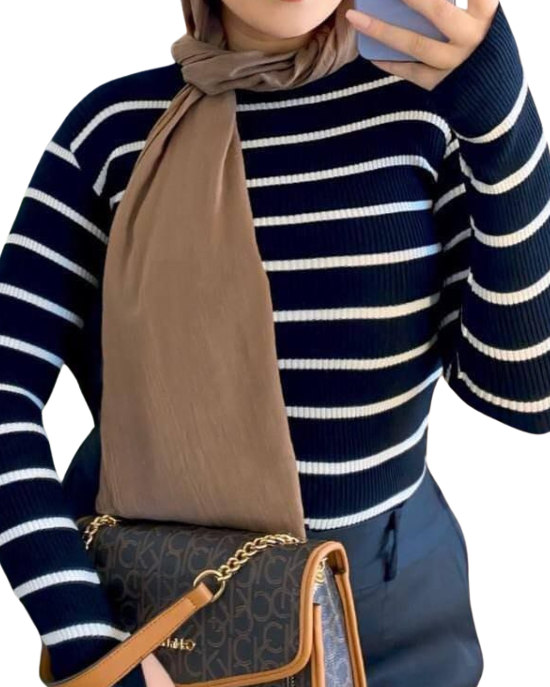 Striped Mohair High Neck Sweater