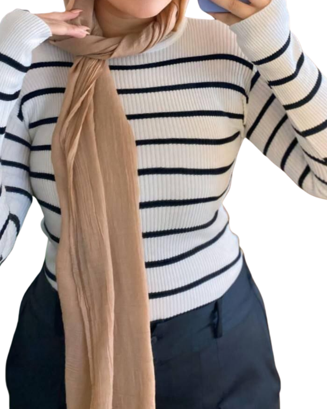 Striped Mohair High Neck Sweater