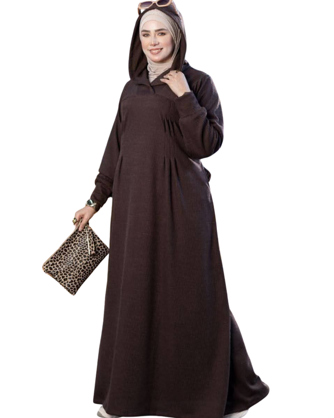Hooded Ribbed Abaya Dress – Elegant Casual Look