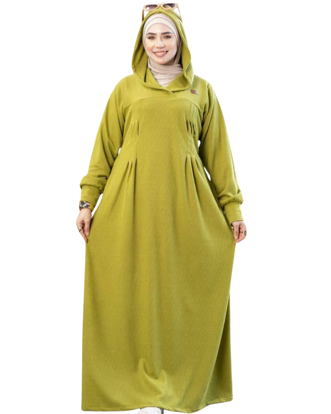 Hooded Ribbed Abaya Dress – Elegant Casual Look