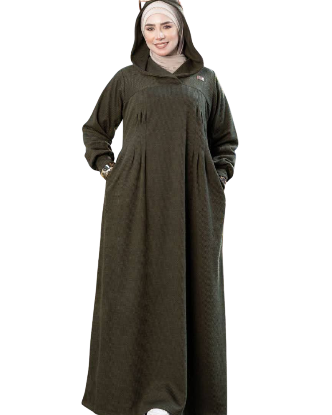 Hooded Ribbed Abaya Dress – Elegant Casual Look