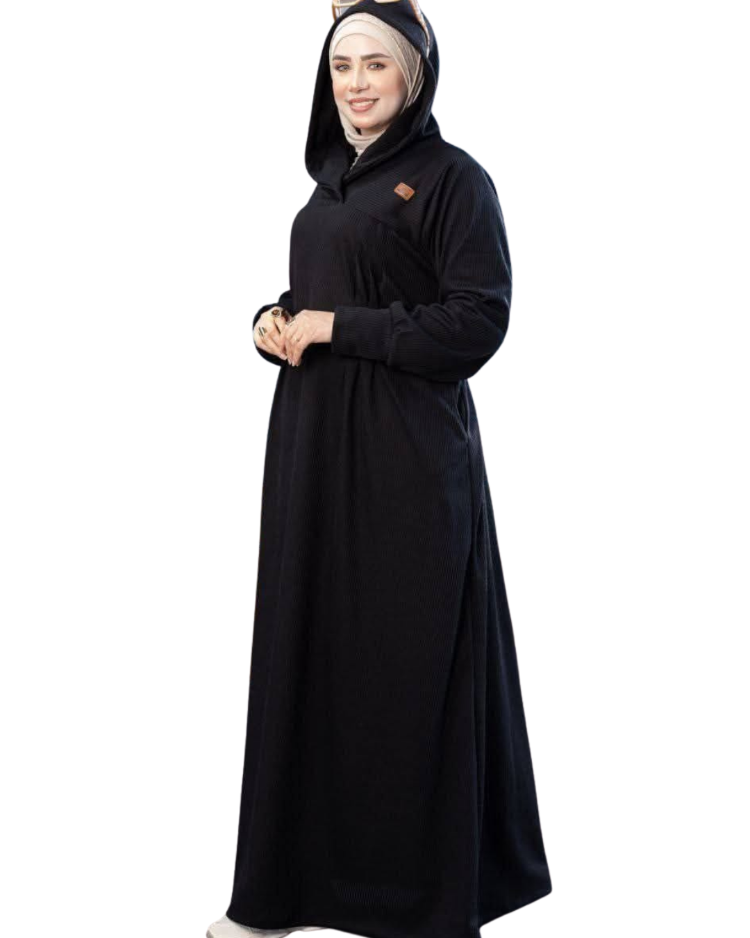 Hooded Ribbed Abaya Dress – Elegant Casual Look
