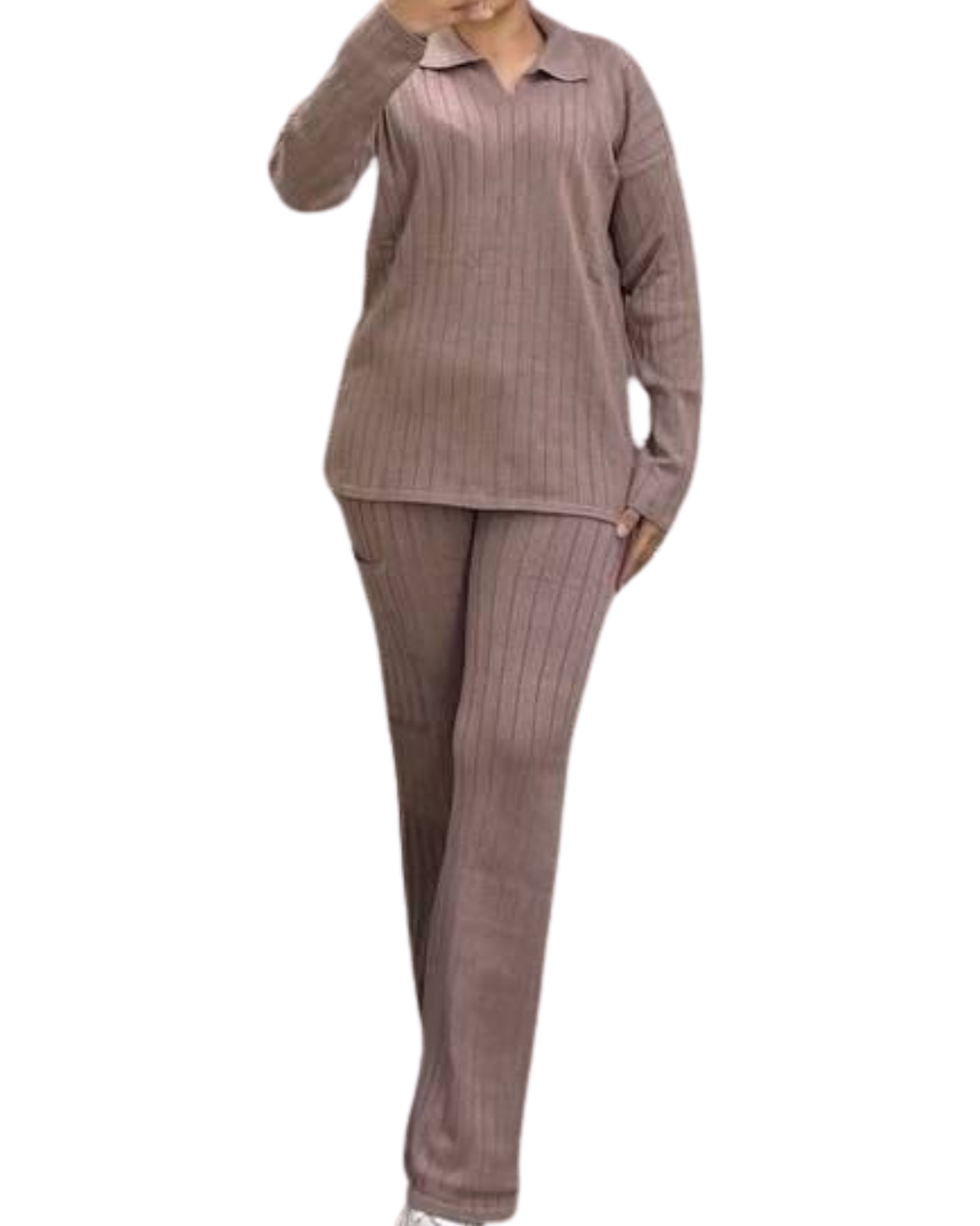 Two-Piece Knit Suit Set - Casual Outfit for Women