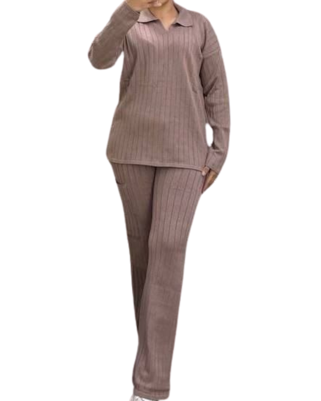 Two-Piece Knit Suit Set - Casual Outfit for Women
