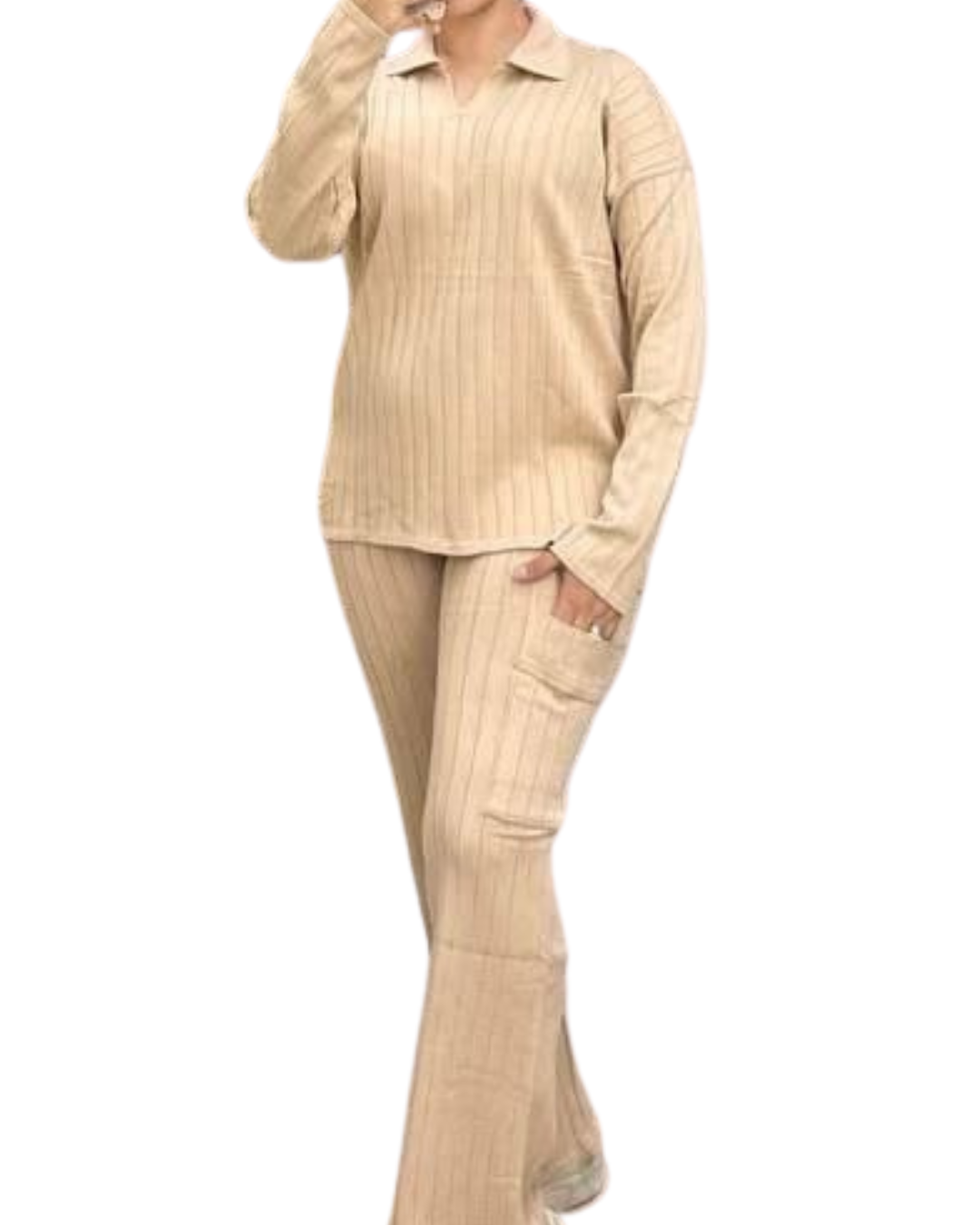 Two-Piece Knit Suit Set - Casual Outfit for Women