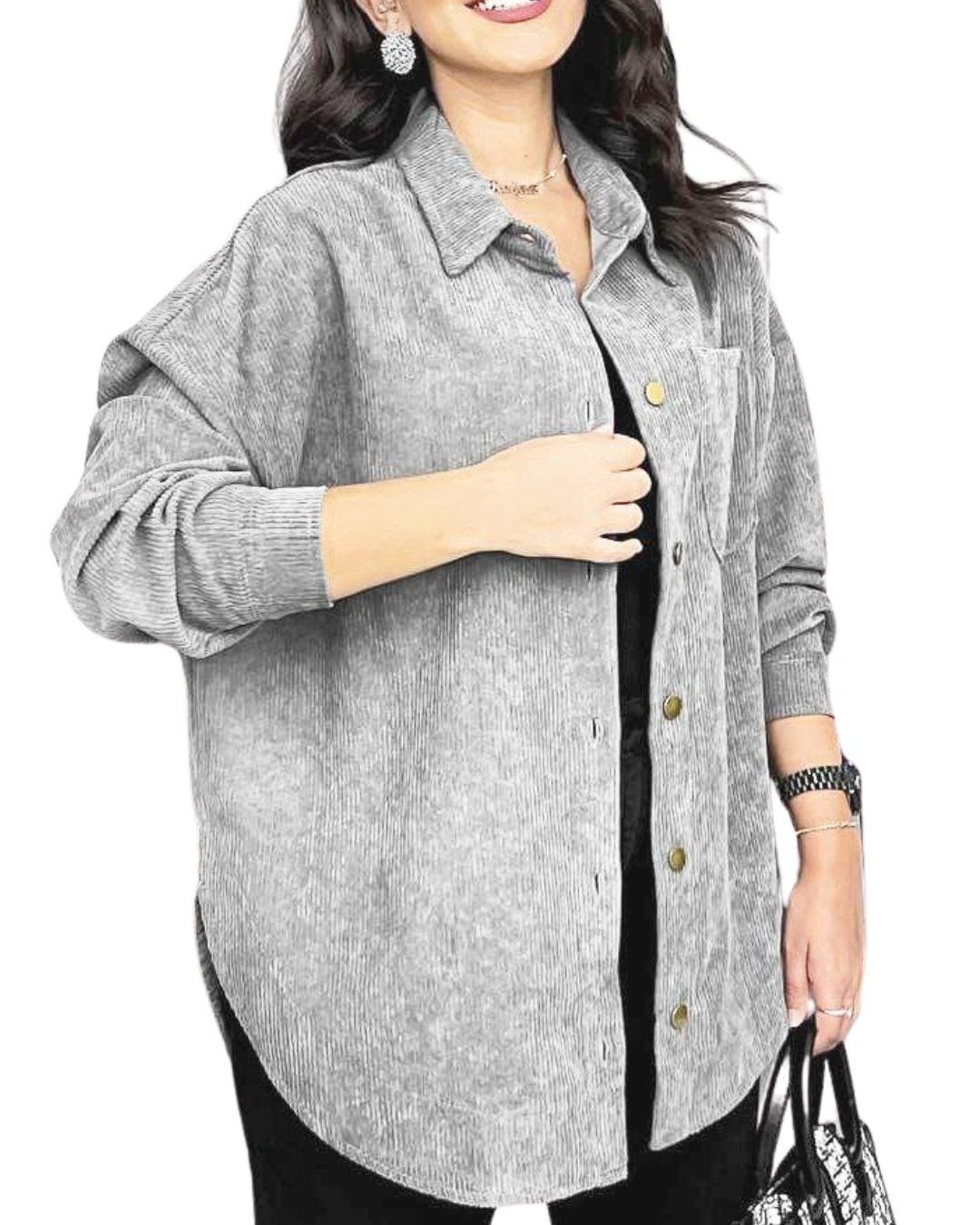 Velvet Ribbed Winter Shirt with Pocket