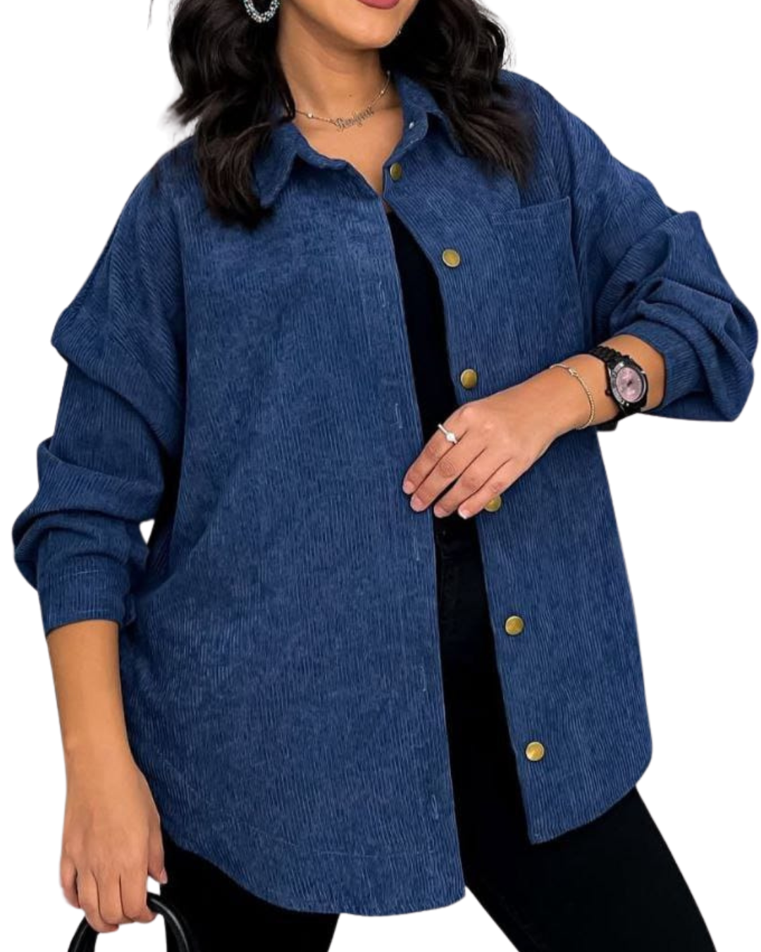 Velvet Ribbed Winter Shirt with Pocket