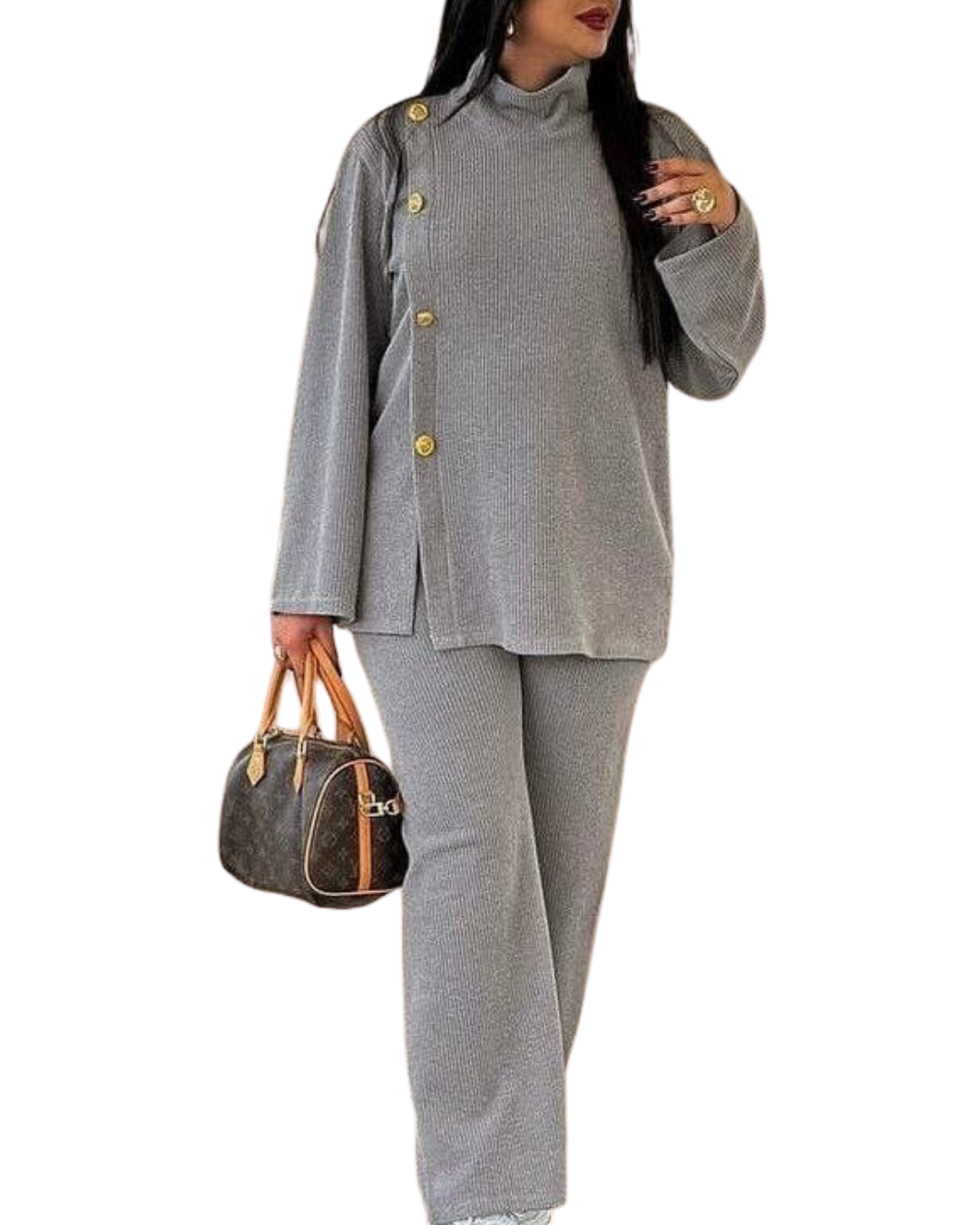 Turkish Knit Set with Side Buttons