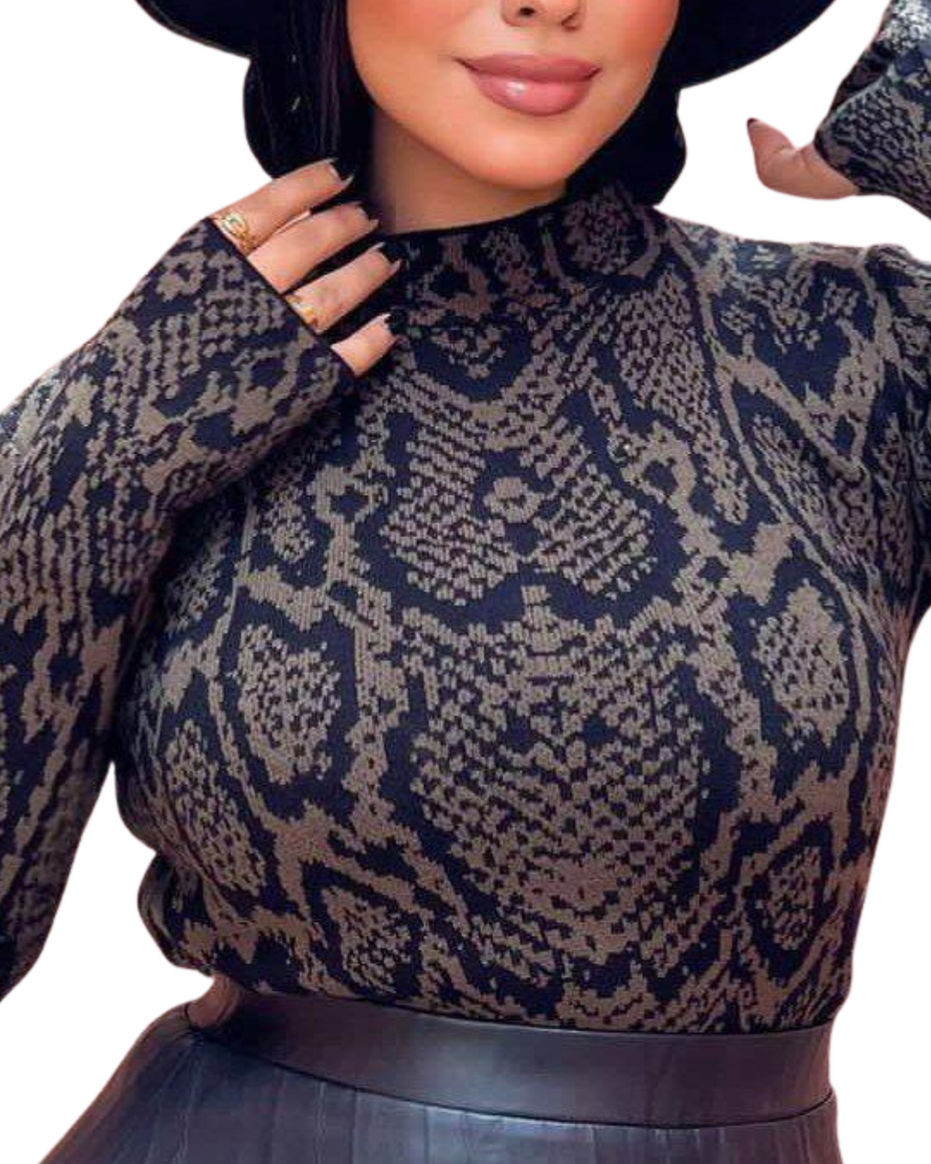 Tiger Print Half Neck Top