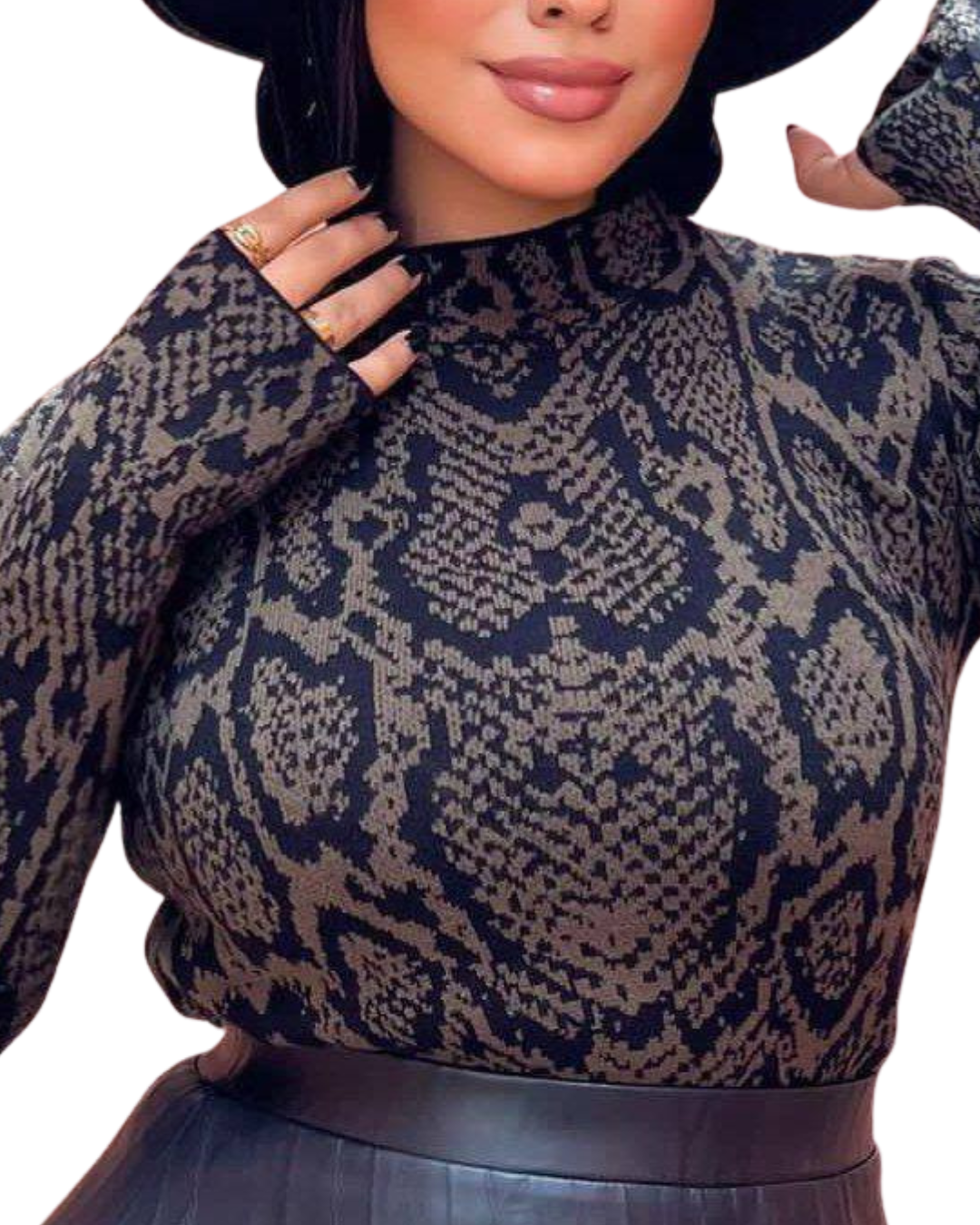 Tiger Print Half Neck Top