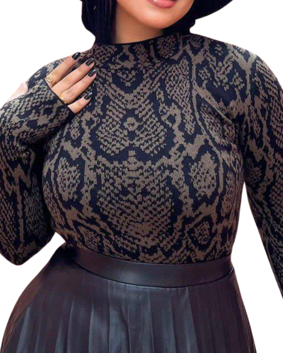 Tiger Print Half Neck Top