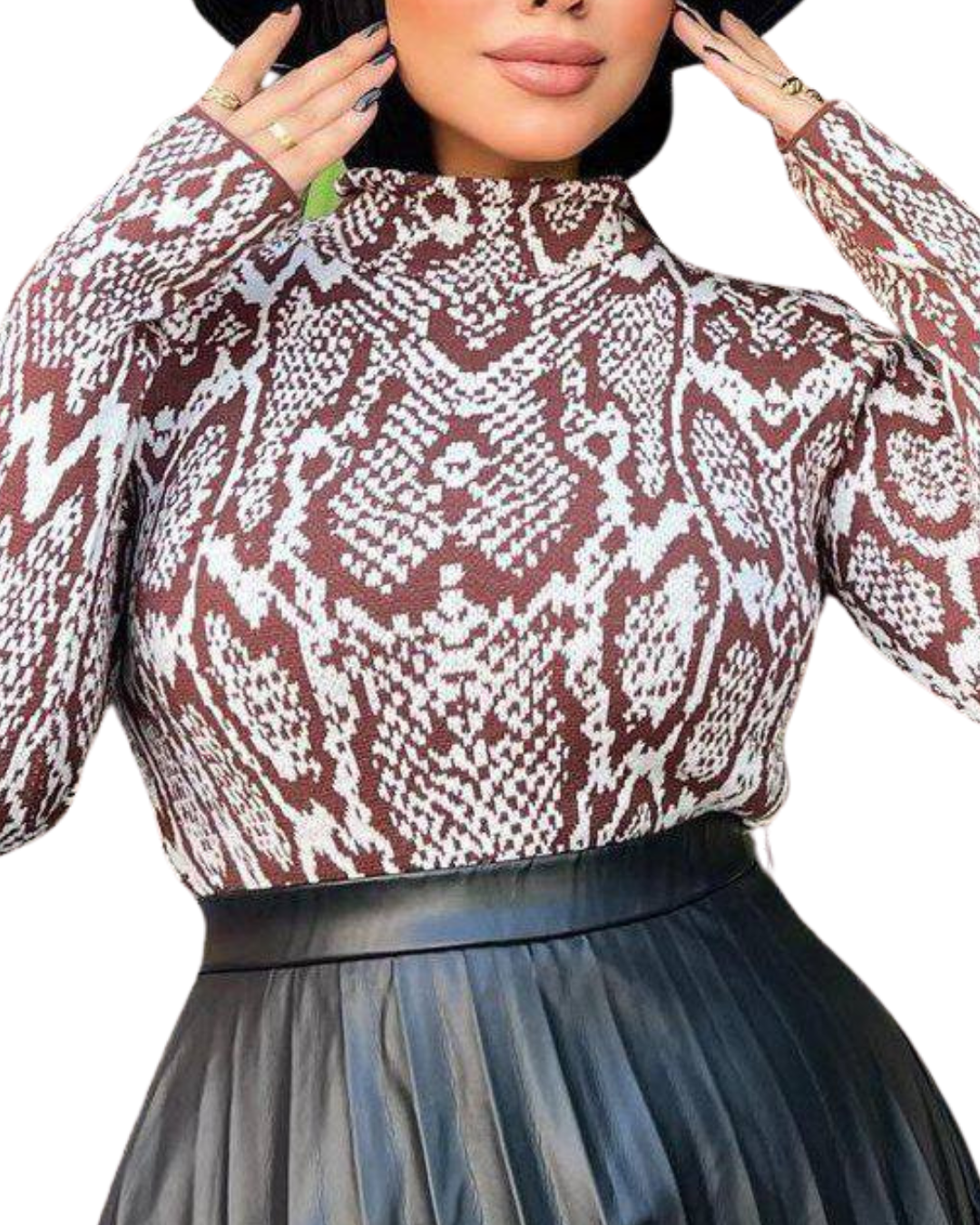 Tiger Print Half Neck Top